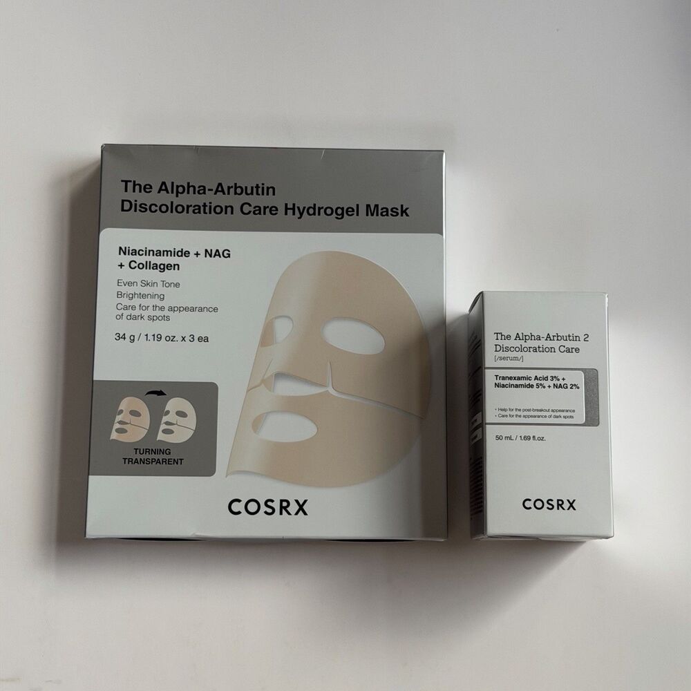 COSRX Alpha-Arbutin Discoloration Care Serum, 1.69 fl oz + Masks